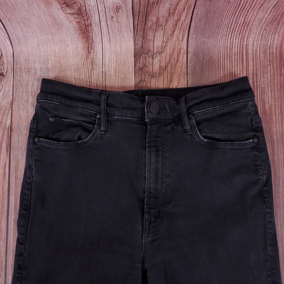 Mother Stunner Zip Ankle Step Fray Not Guilty Womens Size 29 Black Raw Hem Jeans - Picture 2 of 14